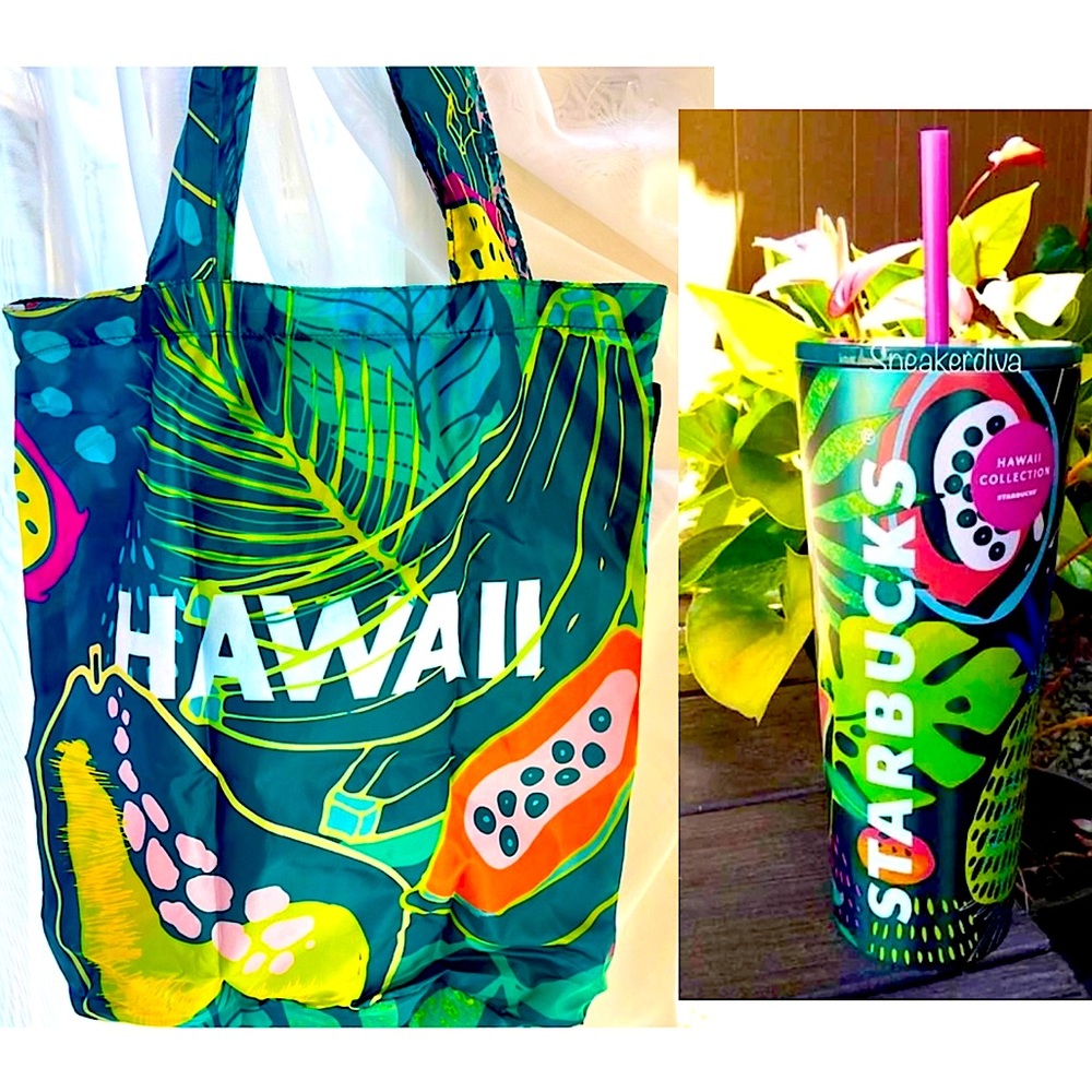 💚Starbucks Hawaii 🌺 Tropical ss Tumbler/bag set💚